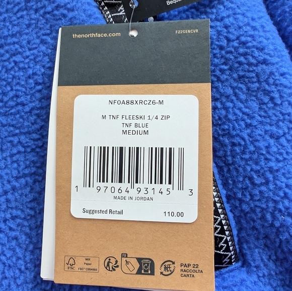 NEW! Men's The North Face Royal Blue Fleeski 1/4 Zip Pullover Size Medium - Picture 3 of 3